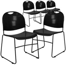 Flash Furniture Hercules Series Compact Stacking Event and Waiting Room Chairs, Set of 5, Black