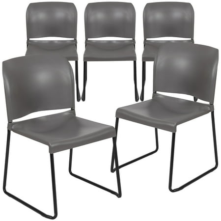 Flash Furniture Hercules Series Contoured Stacking Waiting Room Chairs, Set of 5, Gray
