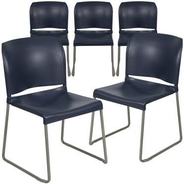 Flash Furniture Hercules Series Contoured Stacking Waiting Room Chairs, Set of 5, Navy