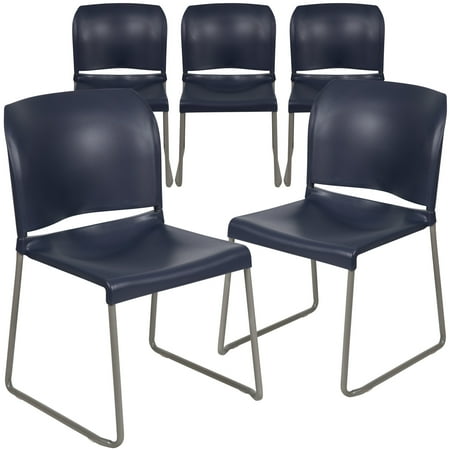 Flash Furniture Hercules Series Contoured Stacking Waiting Room Chairs, Set of 5, Navy