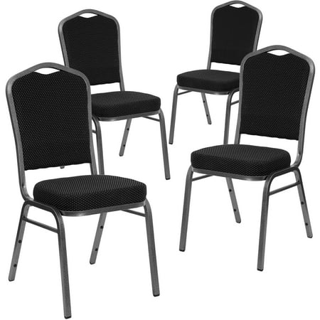 Flash Furniture Hercules Series Crown Back Banquet Stacking Chairs, Set of 4, Black Dot Pattern