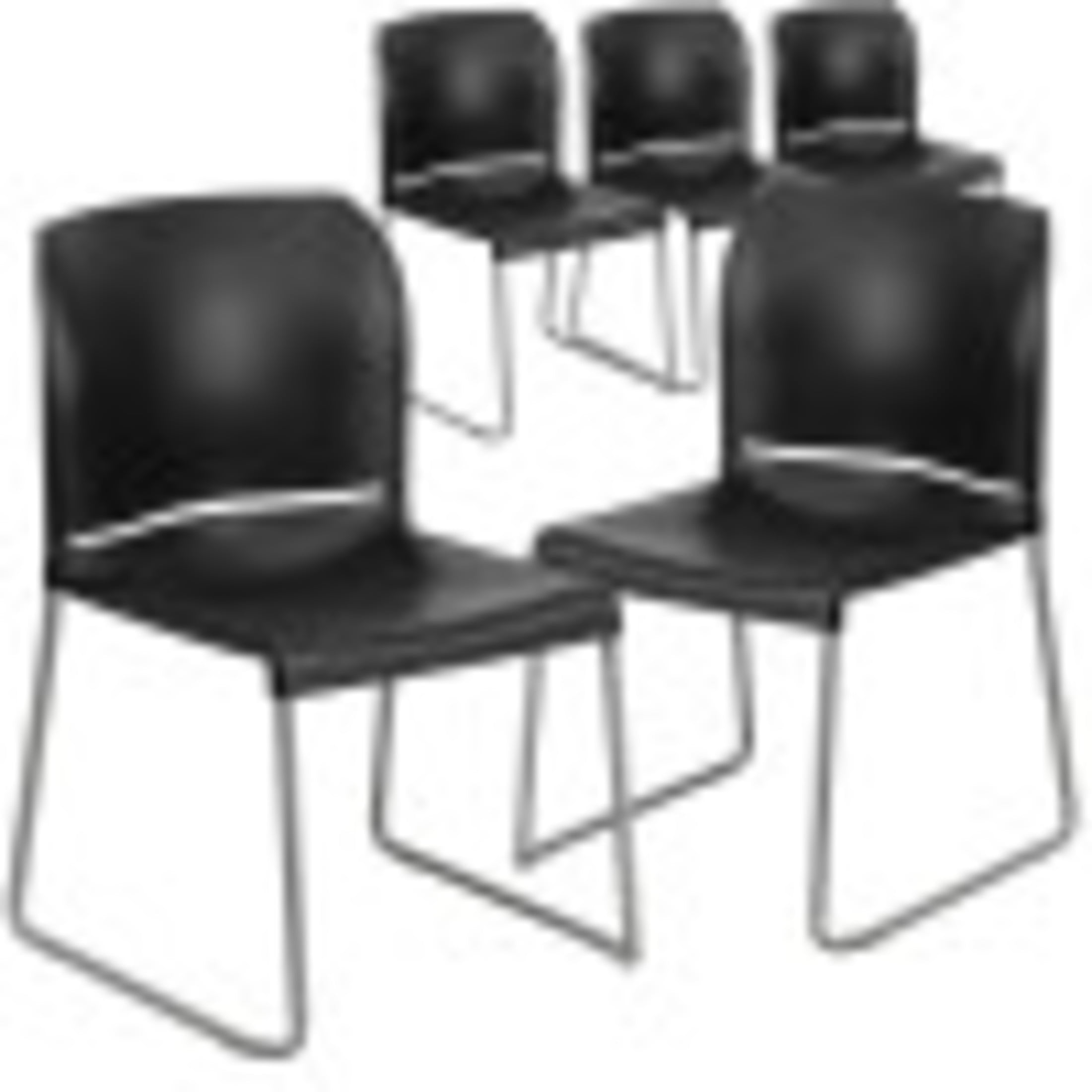 Black Ergonomic Mid-Back Stackable Office Chairs, Set of 5