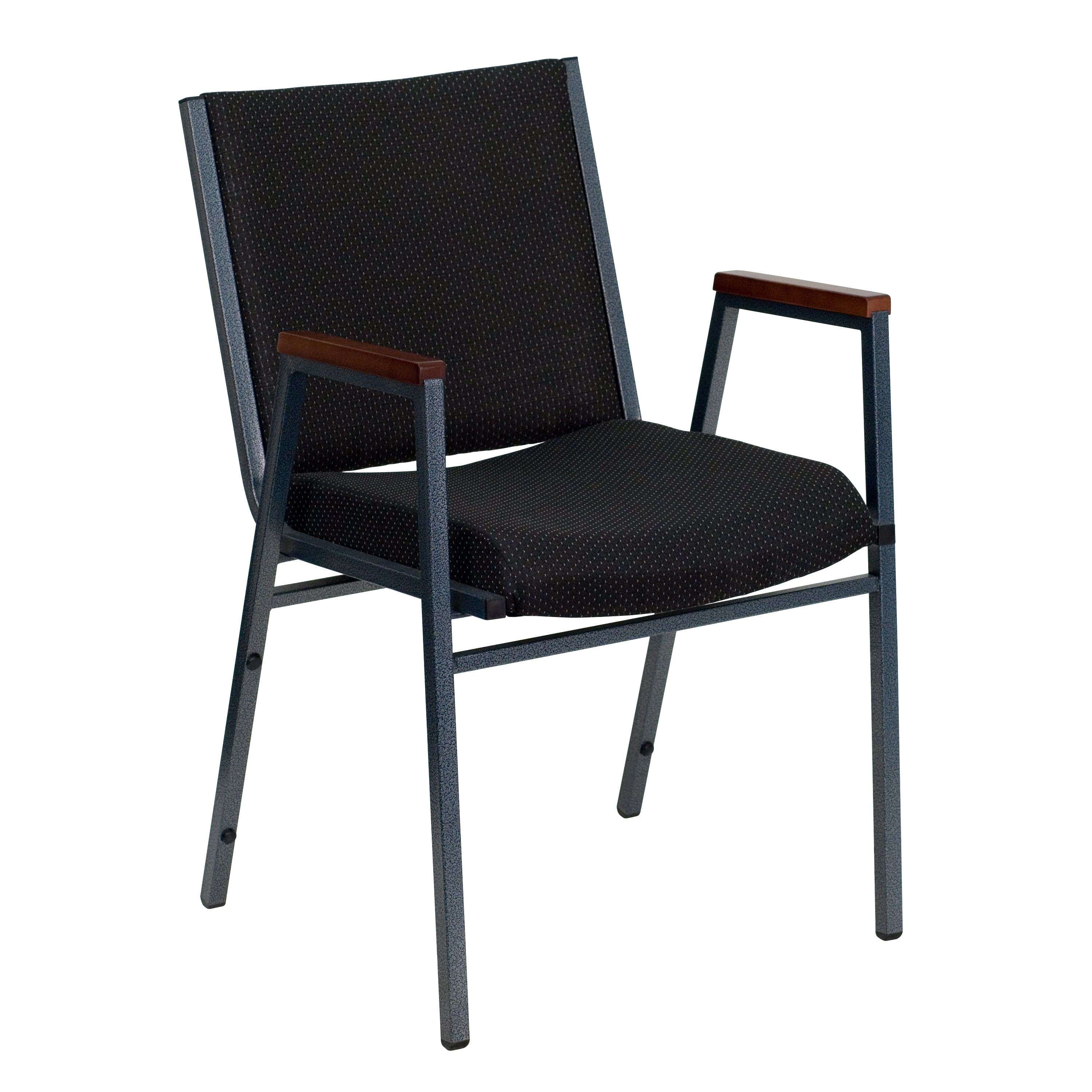 Hercules Series 31'' Heavy Duty Black Fabric Stack Chair with Silver Frame