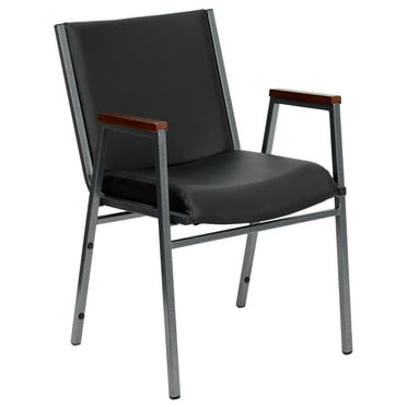 Flash Furniture Hercules Series Heavy-Duty Vinyl Stacking Chair with Arms, Black