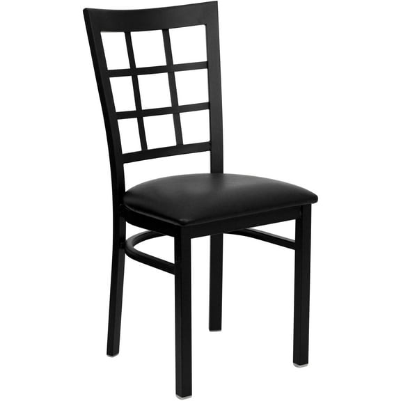 Flash Furniture Hercules Series Modern Armless Window Back Metal Restaurant Chair, Black