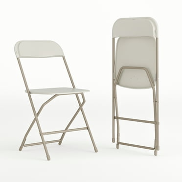 Flash Furniture Hercules Series Plastic Folding Chair Beige - 2 Pack 650LB Weight Capacity Comfortable Event Chair-Lightweight Folding Chair