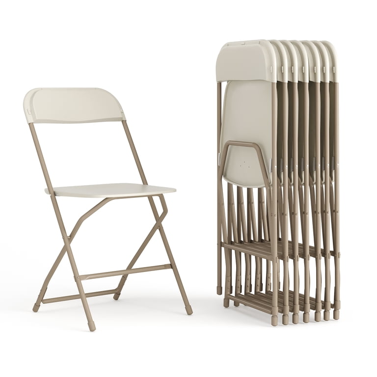 Flash Furniture Hercules Series Folding Chairs - 2 Pack, 650 Lb Capacity, Beige Plastic, Steel Frame 13 thumbnail image