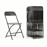 Flash Furniture Hercules Series Plastic Folding Chair Black - 10 Pack 650LB Weight Capacity Comfortable Event Chair-Lightweight Folding Chair, Adult
