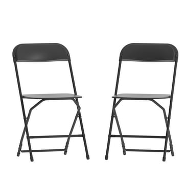 Flash Furniture Hercules Series Plastic Folding Chair Black - 2 Pack 650LB Weight Capacity Comfortable Event Chair-Lightweight Folding Chair