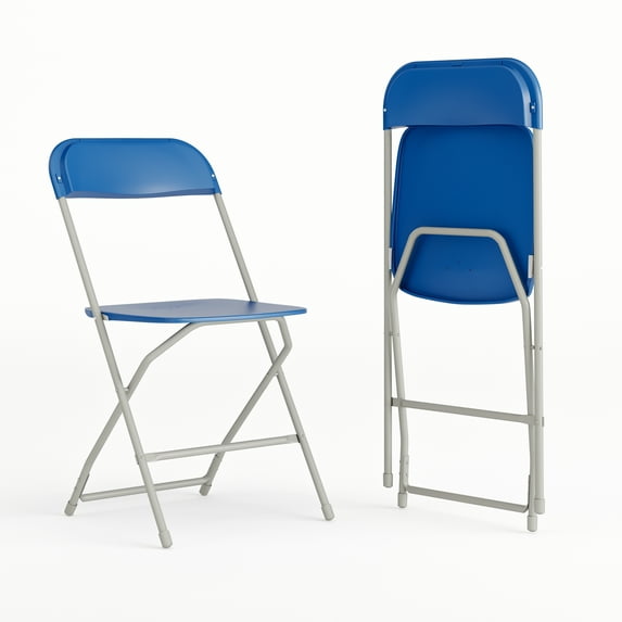 Flash Furniture Hercules Series Plastic Folding Chair Blue - 2 Pack 650LB Weight Capacity Comfortable Event Chair-Lightweight Folding Chair