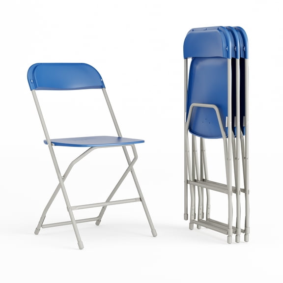 Flash Furniture Hercules™ Series Plastic Folding Chair - Blue - 4 Pack 650LB Weight Capacity Comfortable Event Chair-Lightweight Folding Chair