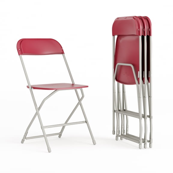 Flash Furniture Hercules Series Plastic Folding Chair Red - 4 Pack 650LB Weight Capacity Comfortable Event Chair-Lightweight Folding Chair