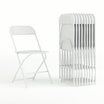Flash Furniture Hercules Series Plastic Folding Chair White - 10 Pack 650LB Weight Capacity Comfortable Event Chair-Lightweight Folding Chair, Adult