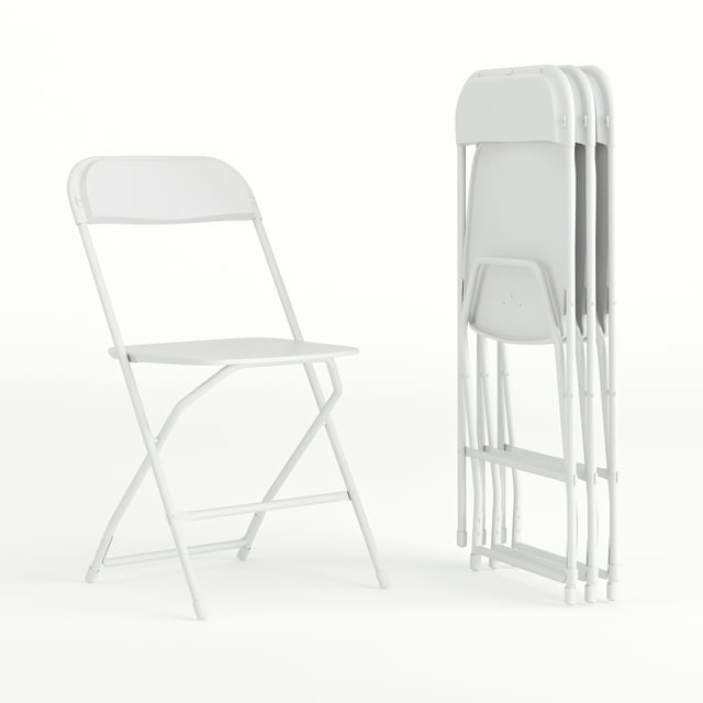 Flash Furniture Hercules Series Plastic Folding Chair White - 4 Pack 650LB Weight Capacity Comfortable Event Chair-Lightweight Folding Chair, Adult