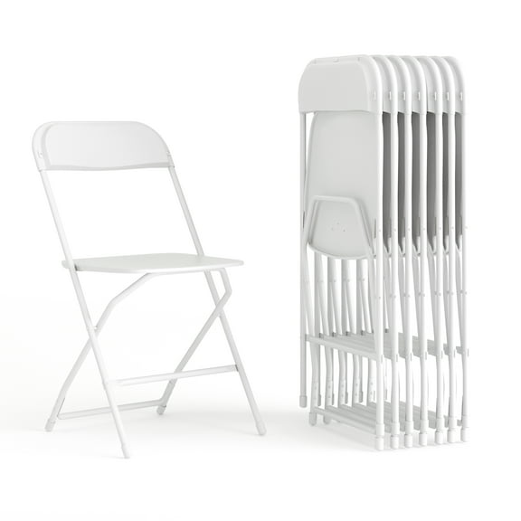 Flash Furniture Hercules Series Plastic Folding Chair White - 8 Pack 650LB Weight Capacity Comfortable Event Chair - Lightweight Folding Chair
