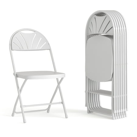 Flash Furniture Hercules Series Plastic Folding Chairs with Carry Handles, Set of 8, White