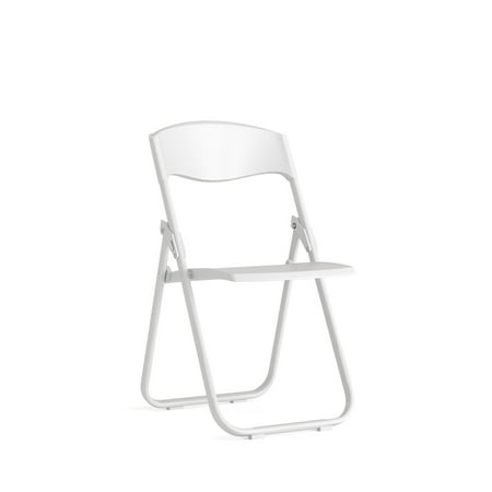 Flash Furniture 500 lb. Capacity Heavy Duty White Plastic Folding Chair with Built-in Ganging Brackets