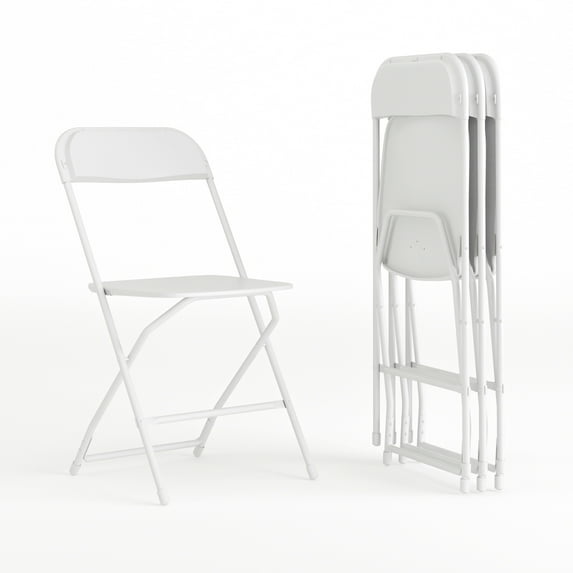 Flash Furniture Hercules Series Plastic Folding Event Chairs for Adults, Set of 4, White