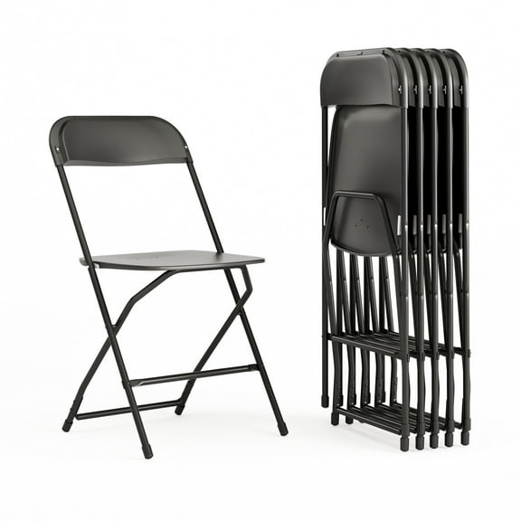 Flash Furniture Hercules Series Plastic Folding Event Chairs for Adults, Set of 6, Black