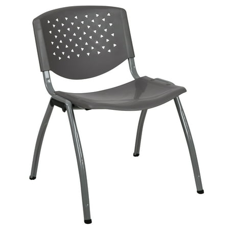 Flash Furniture Hercules Series Plastic Stack Chair with Titanium Frame, Gray