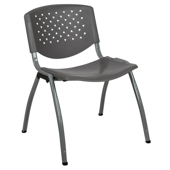 Flash Furniture Hercules Series Plastic Stack Chair with Titanium Frame, Gray