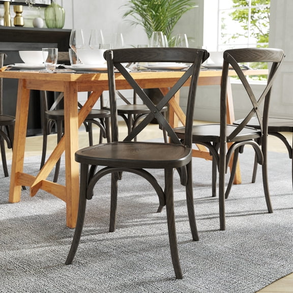 Flash Furniture Hercules Series Stackable Cross Back Wood Chair, Early American
