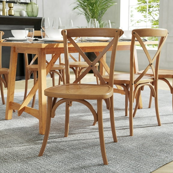 Flash Furniture Hercules Series Stackable Cross Back Wood Chair, Pecan