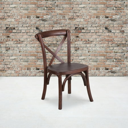 Flash Furniture Hercules Series Stackable Cross Back Wood Chair for Kids, Mahogony