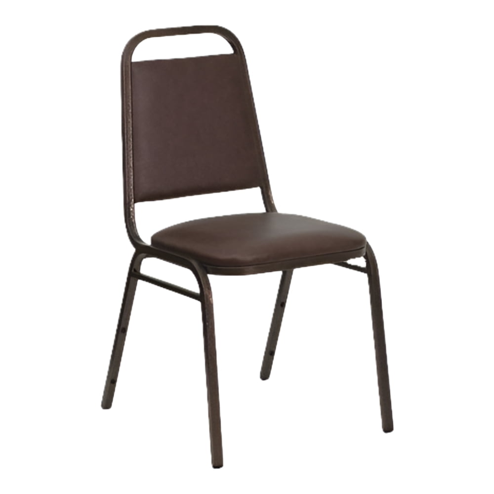 Brown and Copper Vinyl Stacking Banquet Chair with Steel Frame
