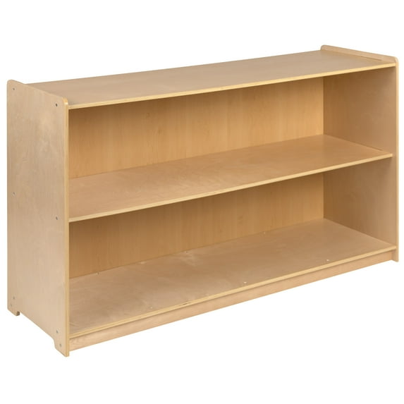 Flash Furniture Hercules Series Wooden 2-Section Classroom Cubby Storage Cabinet, 30"H x 48"L, Natural