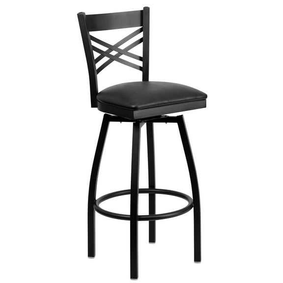 Flash Furniture Hercules Series "X" Back Modern Metal Armless Restaurant Barstool, Black