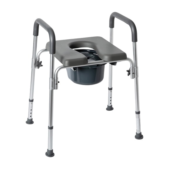 Flash Furniture Hercules Shower Commode Chair with Safety Rail Gray (DCHY6458LGRY)