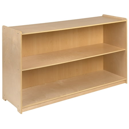 Flash Furniture Hercules Series Wooden 2-Section Classroom Cubby Storage Cabinet, 30"H x 48"L, Natural