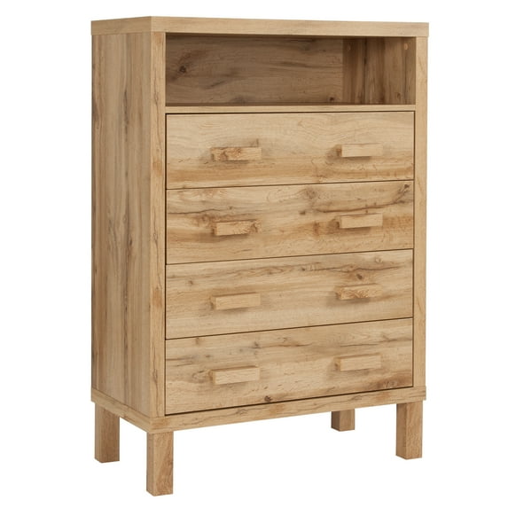 Flash Furniture Heritage Collection Chest of Drawers with Open Storage in Rustic Oak
