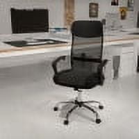 High Back Black Mesh and Leather Swivel Task Chair