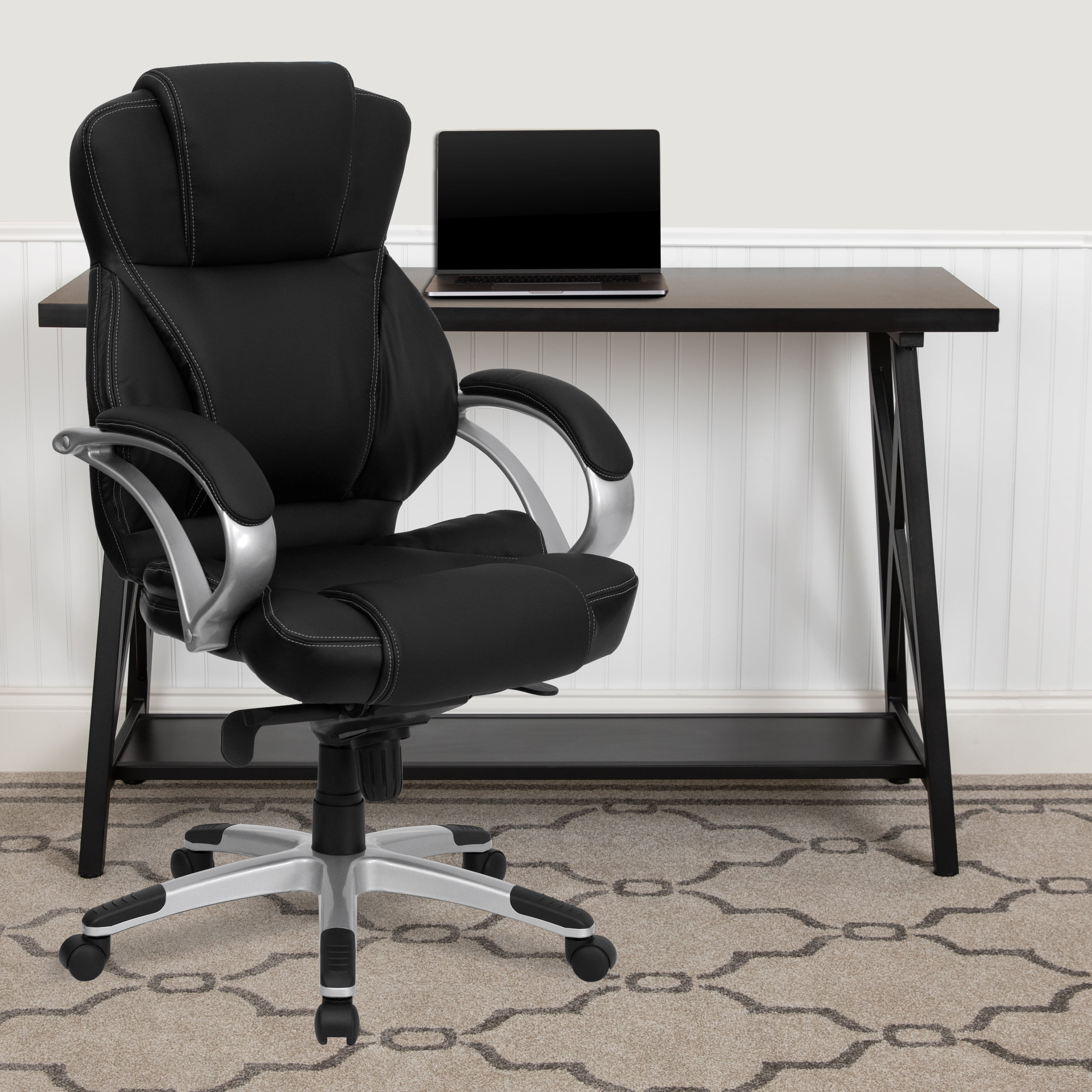 Contemporary High-Back Black LeatherSoft Executive Swivel Office Chair