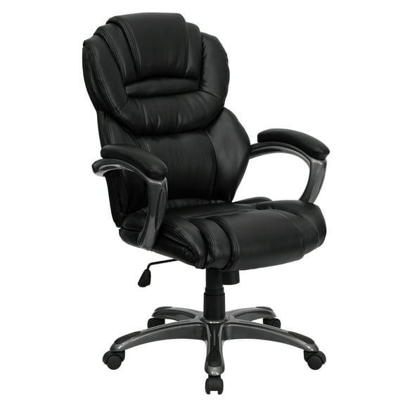 Flash Furniture High Back Black LeatherSoft Executive Swivel Ergonomic Office Chair with Arms