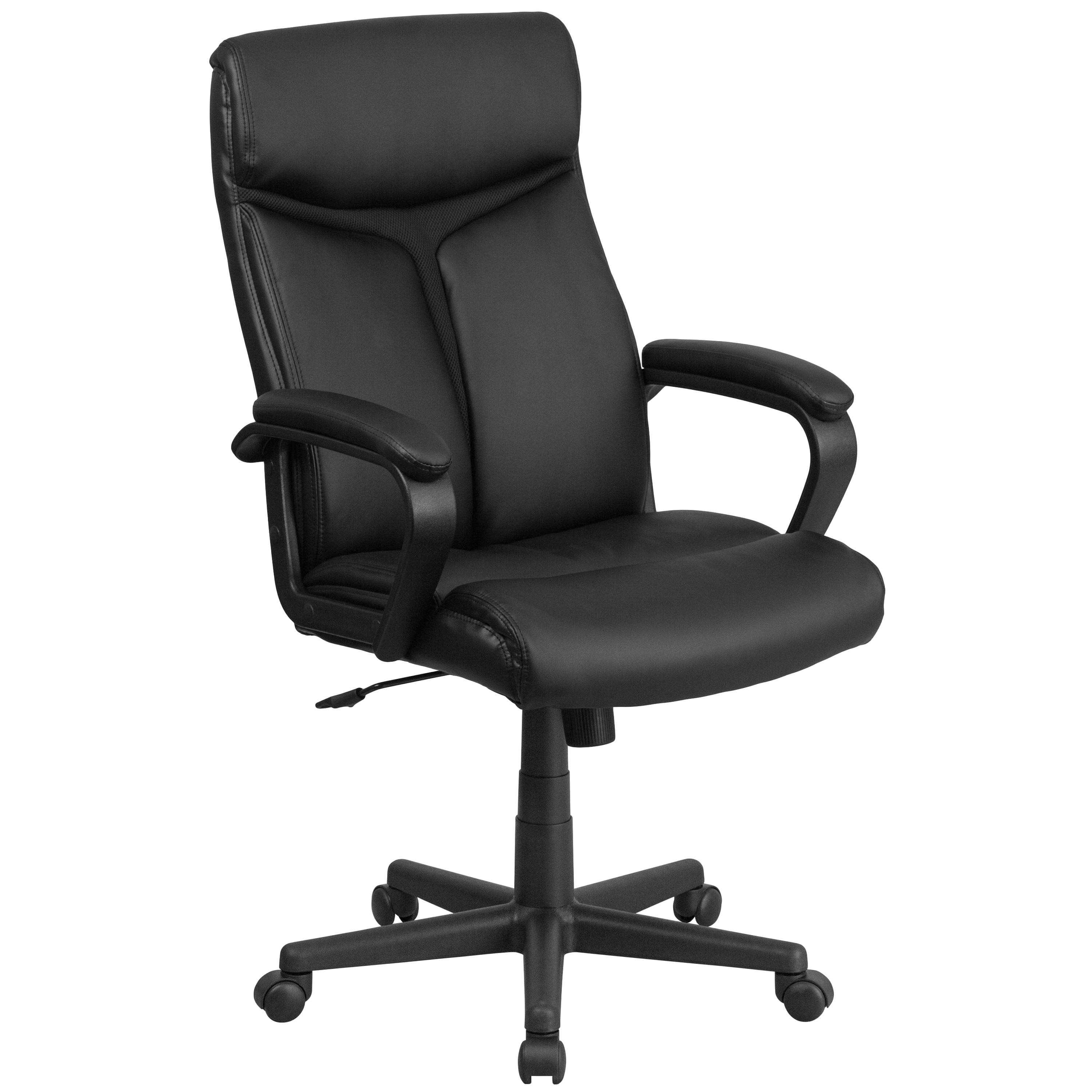 ErgoExecutive High Back Black Leather & Mesh Swivel Chair with Arms