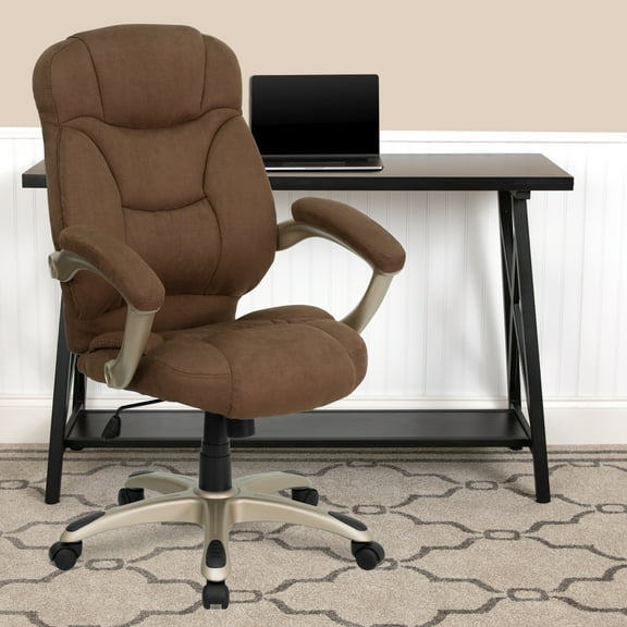 Flash Furniture High Back Brown Microfiber Contemporary Executive Swivel Ergonomic Office Chair with Arms