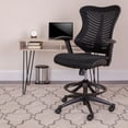 thumbnail image 1 of Flash Furniture High Back Designer Black Mesh Drafting Chair with LeatherSoft Sides and Adjustable Arms, 1 of 11