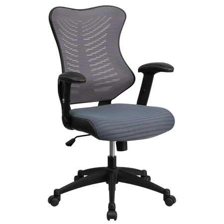 Flash Furniture - High Back Designer Mesh Executive Swivel Ergonomic Office Chair with Adjustable Arms - Gray Mesh