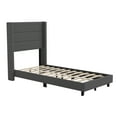 thumbnail image 1 of Flash Furniture Quinn Wingback Upholstered Platform Bed, Charcoal, Twin, 1 of 12