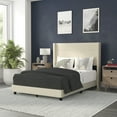 thumbnail image 1 of Flash Furniture Hollis Wingback Upholstered Platform Bed, Beige, Full, 1 of 12