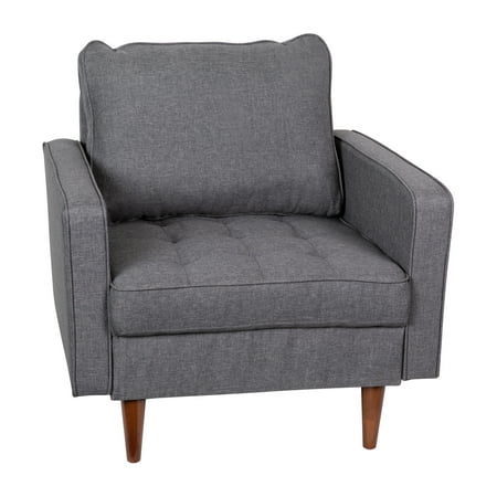 Alamont Home - Compact Upholstered Tufted Chair with Wooden Legs - Dark Gray