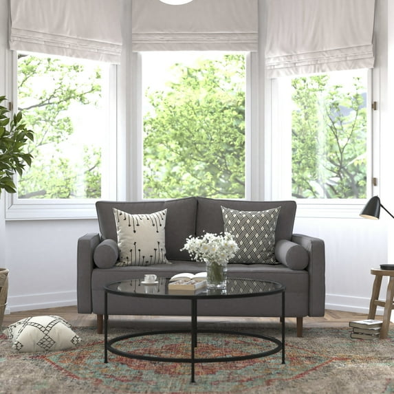 Flash Furniture Hudson Living Room Loveseat, Dark Gray Fabric