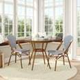 thumbnail image 1 of Flash Furniture Indoor/Outdoor Commercial Bistro 31.5" Table, White and Navy PE Rattan, Glass Top with 2 Stack Chairs - Natural Frame, 1 of 10