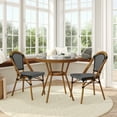 thumbnail image 1 of Flash Furniture Indoor/Outdoor Commercial French Bistro 31.5" Table, Black and White PE Rattan, Glass Top with 2 Stack Chairs, 1 of 10