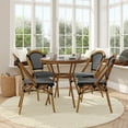 thumbnail image 1 of Flash Furniture Indoor/Outdoor Commercial French Bistro 31.5" Table, Black and White PE Rattan, Glass Top with 4 Stack Chairs, 1 of 10