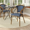 thumbnail image 1 of Flash Furniture Bordeaux Indoor/Outdoor French Bistro Stacking Chair with Arms Navy/White/Natural, 1 of 15
