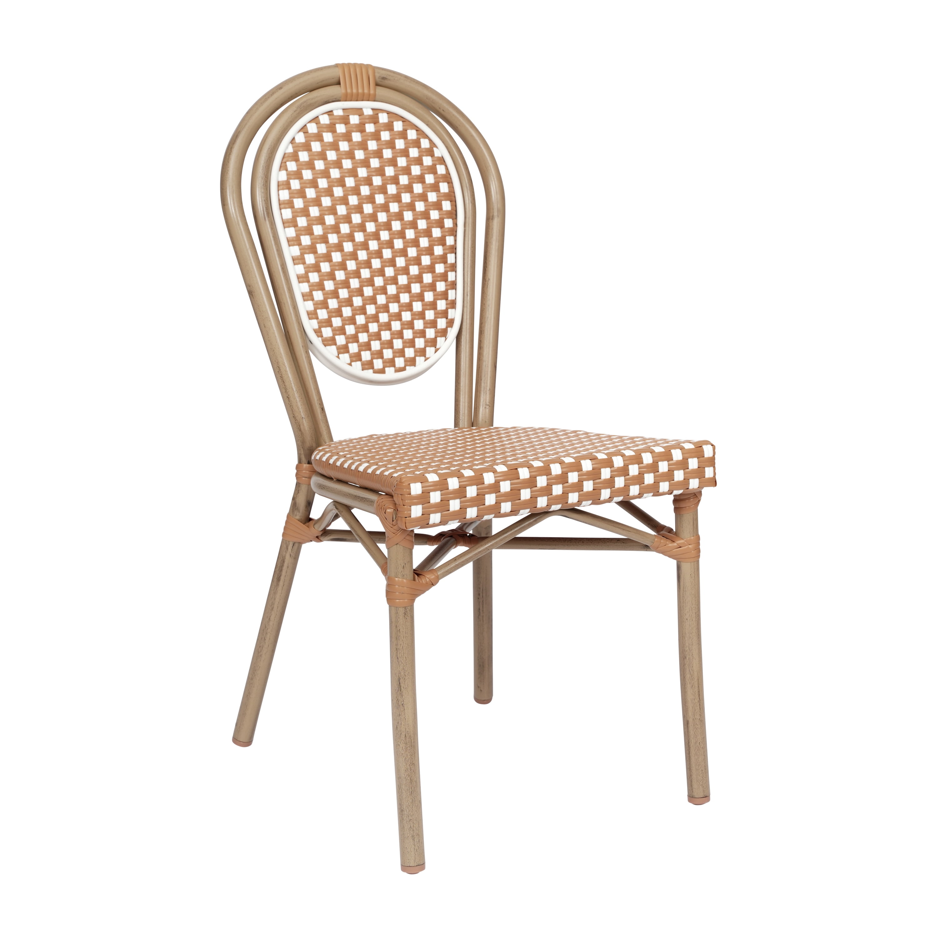 Flash Furniture Lourdes Indoor/Outdoor French Bistro Stacking Chair Natural/White/Light Natural